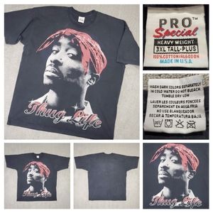 Vintage 90s 2pac Tupac Rap Tee T Shirt 3XL Thug Life AOP Hip Hop Made In USA